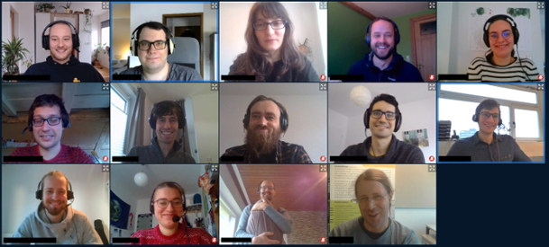 group photo of the virtual meeting as a mosaic of individual photos